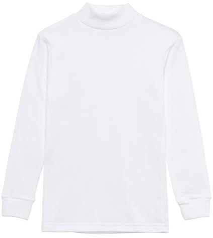 Camiseta termica Interior Niños Cuello Medio Alto Semi Cisne Manga Larga Colores Lisos (Blanco, 8 años)