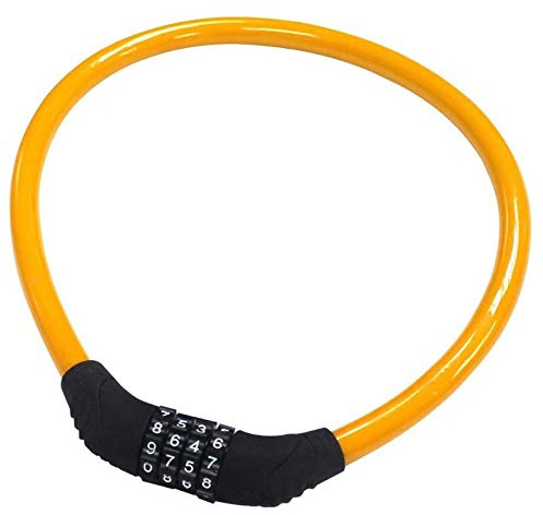 Sanwo Security Bike Lock 4 Digit Resettable Combination Cable Lock for Bicycle, 2 Feet x 1/2 Inch (Orange)