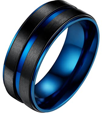 PROSTEEL Bröllopsband för män, kan gravera, förlovningsringar, rostfritt stål/guldpläterad (skicka presentask), Rostfritt stål