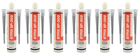 6x BTFIX SF-300 ml 2K Injektionsmörtel | Verbundmörtel | Chemiedübel für Beton & Mauerwerk | inkl. 12 Statikmischer | Schwerlastbefestigung | styrolfrei | Montagemörtel Ankerkleber Klebeanker