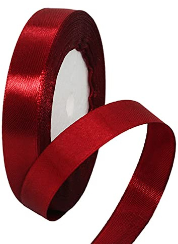 Nastro di raso spesso da 15 mm per confezioni regalo, fiocchi per confezioni regalo, artigianato, capelli, bouquet, matrimonio, auto, regali, torte, decorazioni per feste di Natale, rosso bordeaux