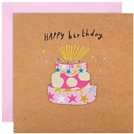 Hallmark Birthday Card, Fun & Colourful Cake Design, for Friend, Kraft, Pink