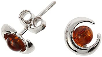 Boucles d'oreilles en ambre de Artisana-Schmuck, petites boucles d'oreilles modernes en ambre et argent sterling 925/000 rhodié