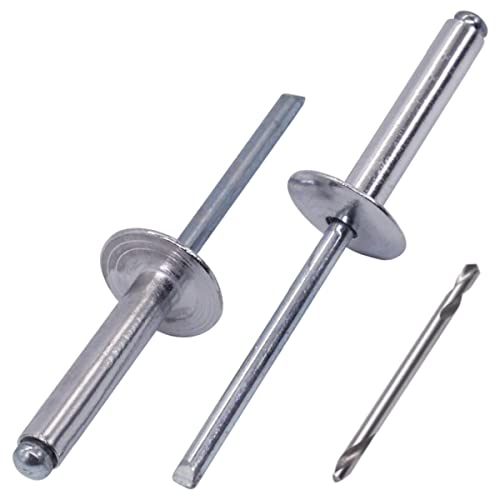 SKIR'CO (30 piezas) Remaches ciegos de aluminio con brida grande de 4,8 x 30 mm, mandril de acero, broca incluida