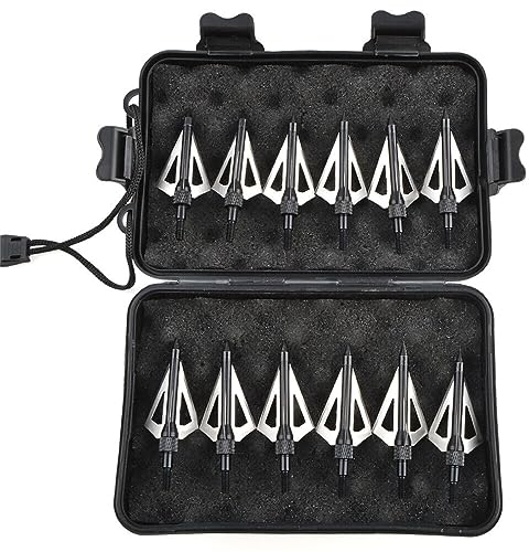 biubiusot 12er Pfeilspitzen 100 Körnern Jagdspitzen Armbrust Erwachsene Jagd Pfeile für Bogenschießen Carbonpfeile Glasfaserpfeil Compoundbogen Bogen mit Aufbewahrungsbox (B)