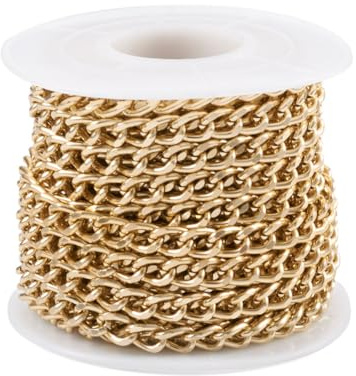 Boutigem Catene a maglia barbazzale in alluminio, 5 m, non saldate, intrecciate, ovali, 7 x 5 x 1,5 mm, per la creazione di gioielli fai da te (CHA-TAC0005-01G-BG-EU)