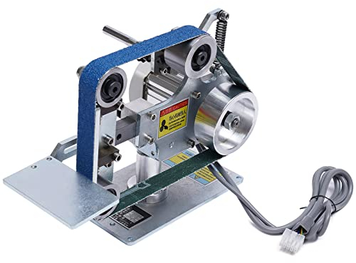 Band-tallriksslip, 550 W, elektrisk bandslipmaskin, tallriksslip, steglös hastighetsreglering, digital displayvinkel, justerbar bandlängd 762 x 25 mm