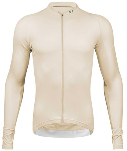 Wulibike Radtrikot Herren Langarm - Rennrad Trikot Herren Reißverschluss mit Taschen, Für Frühling und Herbst geeignet Hellbraun L