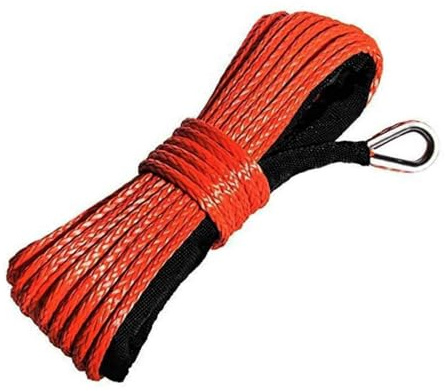 Cavo per argano sintetico con guaina, 6 mm x 15 m, corde di traino sintetico a 12 fili, 7700 libbre per auto camion ATV UTV