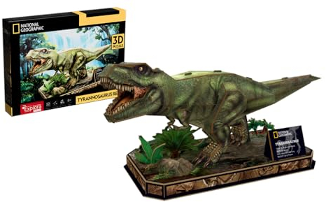 EXPLORA - T-Rex - Puzzles 3D - 540210-52 Pièces - Animaux - Niveau 4 - sans Colle Ni Ciseaux - Dinosaure - Construction - Licence National Géographic - Jeu de Construction - À Partir de 8 Ans