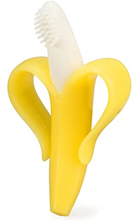 Banana Teether, Soothing Pain Relief Soft Silicone Train Baby Toothbrush, Teething Toys for Babies, Toddlers, Infants, BPA Free for Oral Hygiene, Food Grade, Soothes Babies Sore Gums