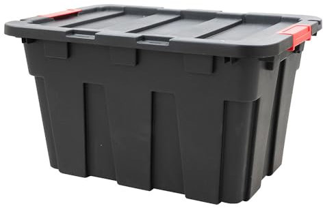 EURO VANADIUM Caja de plástico para garaje con tapa y clips de cierre - 55 L