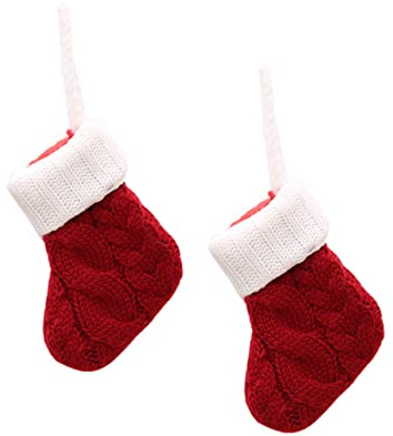 OSOLADY 4pcs Christmas Cutlery Fork Spoon Socks Silverware Holders Vintage Knitted Stockings Tableware Bags Holiday Decorations