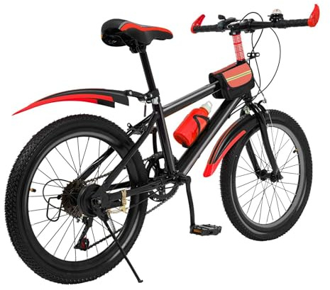 LKHDONG Bicicleta de montaña premium de 20 pulgadas, 7 velocidades, bicicleta de montaña para niños, para niñas y niños de 130 – 150 cm, bicicleta de montaña de aluminio con horquilla de suspensión
