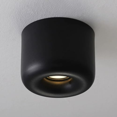HAOZIWEI LED Inbyggnadsdownlight Cylinder 12,5cm - Inomhus Takspot, Svart Aluminium Riktningsdownlights för Vardagsrum, Hall och Accentbelysning(3000K)