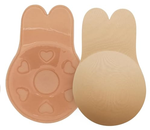 FXTYK Soutien-gorge adhésif rabbit sans bretelles, dos nu, réutilisable, bonnets push-up dos nu, soutien-gorge adhésif invisible en silicone