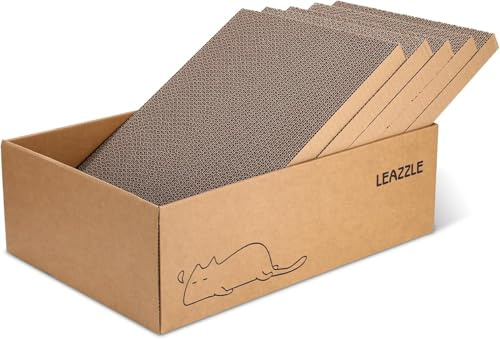 Griffoir pour chat avec 5 planches à gratter - En carton de qualité supérieure - Double face - Résistant - 43,5 x 29,5 x 14 cm