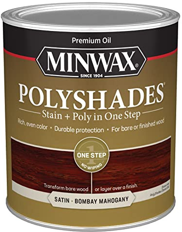 Minwax PolyShades Wood Stain + Polyurethane Finish – Quart, Bombay Mahogany, Satin