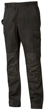 U-Power Pantalon de travail pour homme, pantalon cargo à taille élastique, avec poches genouillères, multi_poches, tissu confortable, vêtement extérieur résistant et durable (Black Carbon 50)