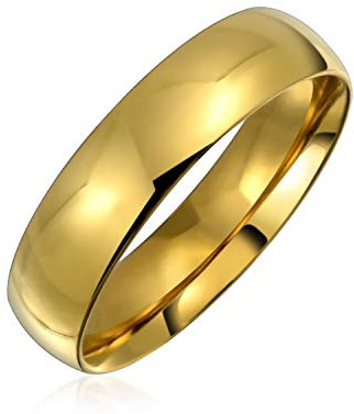 Bling Jewelry Bague de mariage confort ajusté pour couples pour hommes pour femmes en acier inoxydable plaqué or 14K 5MM