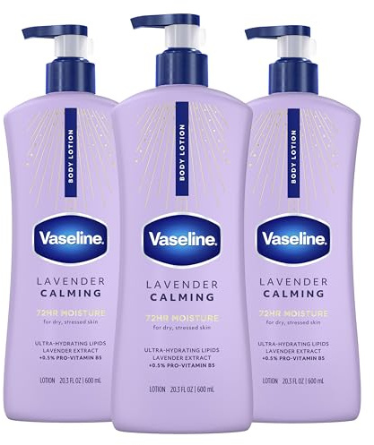 Vaseline Intensive Care Calm Healing Body Lotion for Dry Skin Lotion Made with Ultra-Hydrating Lipids and Lavender Extract to Heal and Restore Dry Skin 20.3 oz, Pack of 3