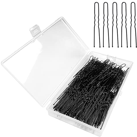 Uootach Haarnadeln, 200 Stück U-förmige Haarnadeln 6 cm Haarklammer, wellige haarnadel unsichtbare haarnadel, Haarklammer Haarschmuck Geeignet für Mädchen Haarnadel, Friseursalon(Schwarz)