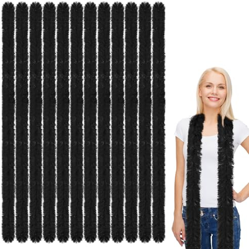 Xtinmee Lot de 12 boas en plumes artificielles duveteuses pour fête, fête, Noël, thé
