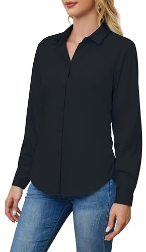 TOLOVIC Wrinkle Free Womens Button Down Shirts for Women Long Sleeve Stretch Business Office Formal Work Blouses Tops | Wrinkle Free Long Sleeve for Women Business Casual Outfits Dress Shirts for Women Stretch Office Formal Tops