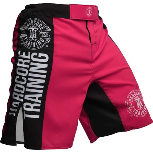 Hardcore Training Shorts de Combate para Mujeres Rosa MMA Boxeo Fitness Muay Thai Kickboxing Combate Grappling Gimnasio Femenino Pantalones Cortos de Entrenamiento (XL, Rosa)