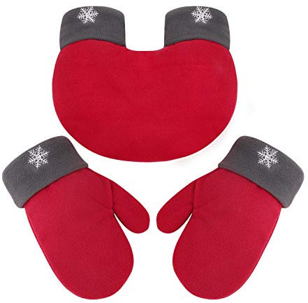 Guantes de Navidad para parejas, 3 unidades, guantes térmicos de Papá Noel para clima frío, para 2 personas, sosteniendo la mano romántica, Rojo -, talla única