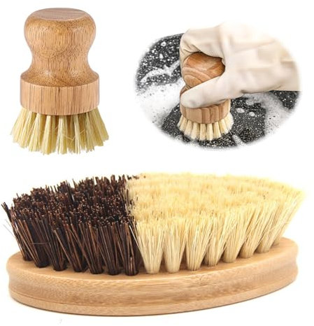 Mlysnd Brosse Vaisselle Brosse Vaisselle Bois 2 pcs Wooden Vegetable Brosse Fruit Brosse Dishwashing Household Kitchen Accessories pour Nettoyer Les Fruits et légumes Les casseroles et Les poêles