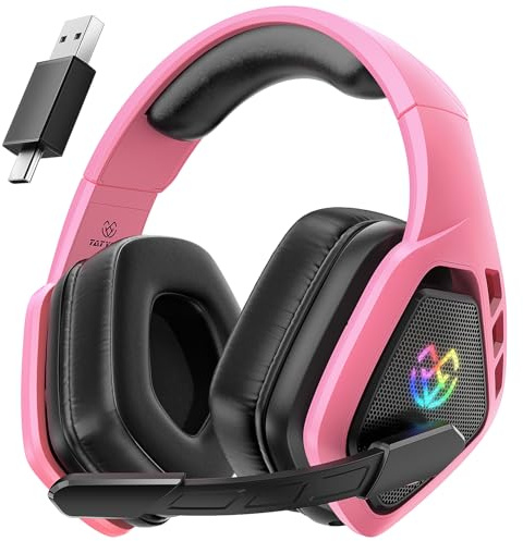 Tatybo Cascos Gaming Inalámbricos 7.1 para Ps5/Ps4/PC, Auriculares Bluetooth con Micrófono con Cancelación de Ruido, 2.4GHz USB-C, 40H+ Batería para Switch/Mac/Portátil