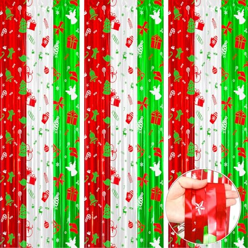 Bekeify 3 Piezas 1x2 M Cortina Decoracion Fiesta Cortinas de Espumillón Metálicas Navidad Cortina Flecos Foil Fringe Cortinas de Oropel Aluminio Lamina para Decoración de Fondo Decoración de Fiestas
