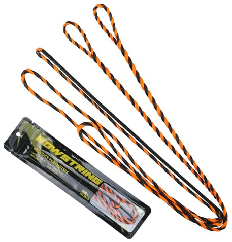 LWANO D97 Flemish Twist Bow String - Handmade Fast Flight Bow String Replacement Bowstring for Traditional Longbow Recurve Bow (Black+Orange, AMO 60(Actual Length 57))