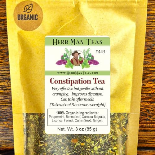CONSTIPATION TEA – Bowel Regularity, Gas & Bloating Support – Organic Loose Leaf – by Master Herbalist Khabir | Senna Leaf, Cascara Sagrada & Fennel Seed