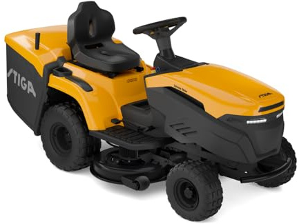 STIGA Estate 384e Trattorino Tagliaerba a Batteria, 56 V, 84 cm, Batt. Non Incl. – Batteria Modulare ePower Pro, Cruscotto Digitale e App – Prati fino a 5.500 m²