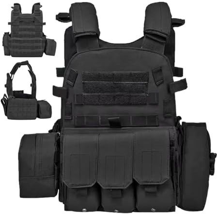 Airsoft Vest Kids Protective Multiple Pouches Adjustable Gear | Security Kids Vest for Paintball Enforcement Training Outdoor Cosplay Costume Role Play Combat Battle Guard