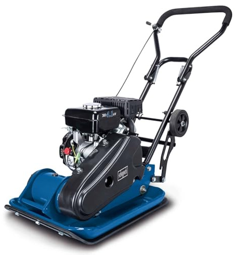 Scheppach HRP100 Compacteur à plaque vibrante hp1100s 5.5PS avec dispositif de roulement et plaque en caoutchouc, 5904603903