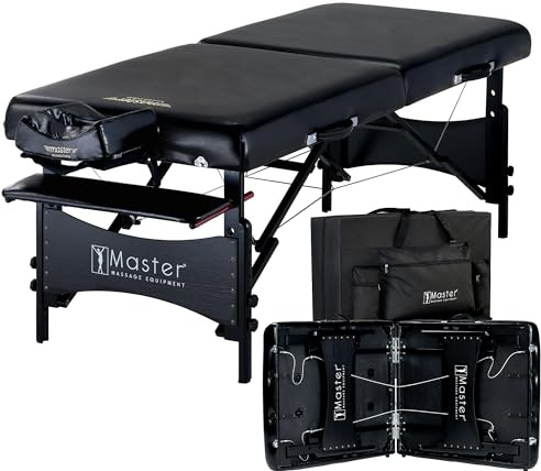 Master Massage 76cm wide Galaxy Luxurious Portable Massage Table Capacity: 300KG W/Carry Bag Massage Couch Beauty Bed, Sleek Black, Oil Proof PU Vinyl