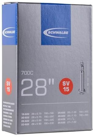 Schwalbe Fahrradschlauch Nr. 15 – Rennrad Schlauch 28 Zoll (ETRTO 18/28-622/630) – Ventil SV 40mm – langlebig & luftdicht – Schlauch für Fahrrad