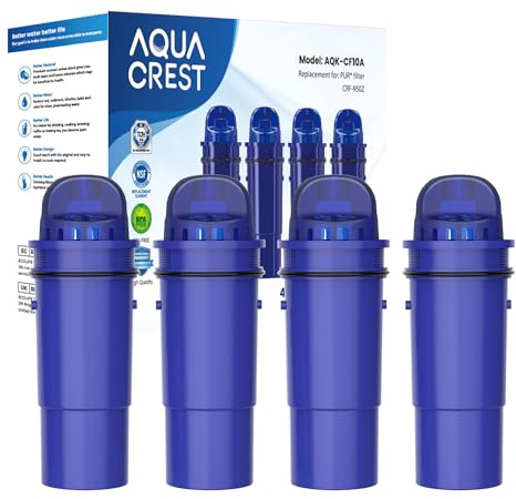 AQUA CREST CF10A Water Filter Replacement for Pur® Plus Pitcher Water Filter, CRF950Z, PPF951K, PPF900Z, PPT700, PPT111, CR1100, DS1800 and All Pur® Pitchers and Dispensers, NSF Certified, 4 Pack