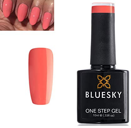 Bluesky One Step Coral Peachy Pink Smooth Satin OS45 SPECIAL PRICE Nail Gel Polish UV LED Soak Off 10ml