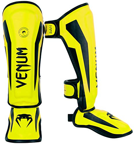 Venum Elite Shinguards Kids, Parastinchi Bambini, Fluo/Giallo, FR : L (Taille Fabricant : Large)
