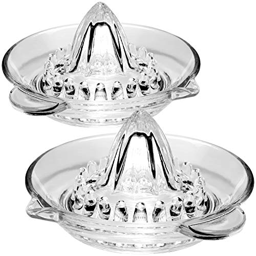 COM-FOUR® 2x Citrus Juicer - Exprimidor de limón con pico - ideal para exprimir cítricos, como limones, naranjas y mandarinas (02 piezas - vaso exprimidor de cítricos)