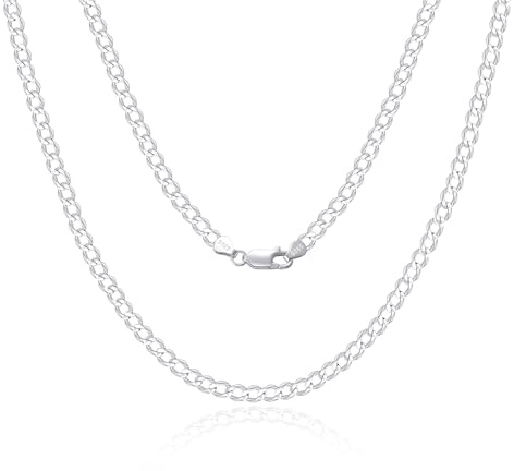 SILBERTALE Cadena de plata de ley 925 para hombre y mujer, 2/3/4 mm de ancho, fina, superplana, cadena de varias filas, cadena clásica de alta calidad, para el día a día, 45 – 65 cm, 45 Zentimeter