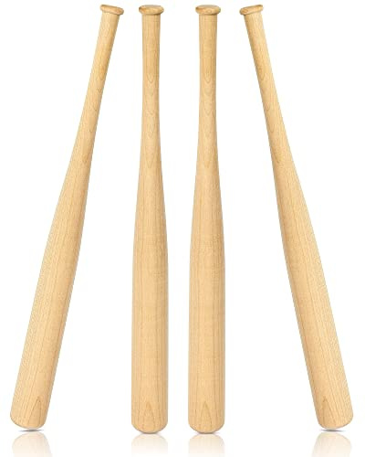 Juexica 4 Pcs Mini Baseball Bats 18 Inch Wooden Baseball Bat Craft Unfinished Wooden Unpainted Gift for Painting DIY Craft Projects Ball Sports Party Favors