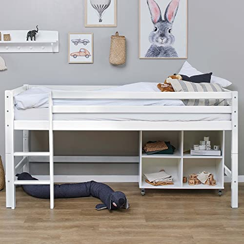 Hoppekids ECO Dream Halbhochbett 90x200 cm, Weiß, FSC-zertifiziertes Kiefernholz, TÜV-Zertifiziert, Nordisches Umweltzeichen