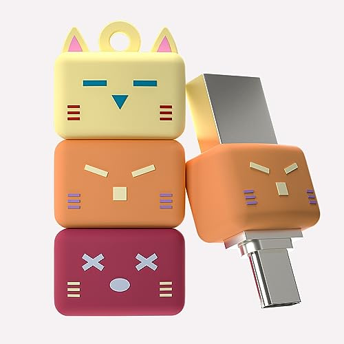 Bilious USB Type C Flash Drive, 2 in 1 OTG Dual USB 3.0 Flash Drive, Jenna Cat Design Cute Thumb Drive, Waterproof & Small Size Memory Stick