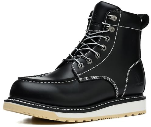 SL-Saint Botas clásicas con puntera de mocasín suave e impermeable hechas a mano con tacos Good-year-Welted 6'' (Negro, 40)