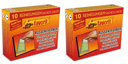 favorit Russentferner 2er Set, 20 Stück Ofenreiniger Sachets, Effektive Reinigung für Haushalt & Werkstatt, geeignet für Holz-, Kamin- & Ölöfen, zuverlässiges Entfernen & schnelle Wirkung